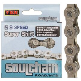 Цепь велосипедная YBN S9S, 1/2"x11/128", для 9 скоростей, 116 звеньев, в индивидуальной упаковке, 570085, LU089378, изображение  - НаВелосипеде.рф