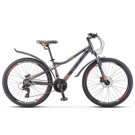 Горный велосипед Stels Navigator 610 D V010 26" 2020, Вариант УТ-00198086: Рама: 14" (Рост: 135-155 см), Цвет: антрацитовый/Оранжевый , изображение  - НаВелосипеде.рф
