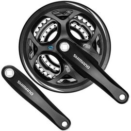Система велосипедная Shimano FC-M311 ACERA, 7/8 speed, 170мм, 48/38/28T, под квадрат, с защитой, черный, AFCM311C888CL, изображение  - НаВелосипеде.рф