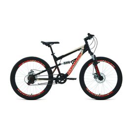 Подростковый велосипед FORWARD RAPTOR 2.0 disc 24" 2020, Вариант УТ-00203454: Рама: 15" (Рост: 145-160 см), Цвет: черный/красный, изображение  - НаВелосипеде.рф