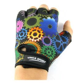 Велоперчатки детские Vinca sport VG 929 child, "шестеренки", Вариант УТ-00001506: Размер: 4XXXXS , изображение  - НаВелосипеде.рф