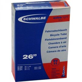 Велокамера Schwalbe SV11, 26"x3/4-1.00, 20/25-559/571, Presta 40mm, Extra Light, 10422313, изображение  - НаВелосипеде.рф