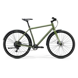 Городской велосипед Merida Crossway Urban 300 28" 2020, Вариант УТ-00189677: Рама: L 55 cm (Рост: 175 - 180 cm), Цвет: матовый зелено-серебристый , изображение  - НаВелосипеде.рф