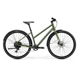Женский велосипед Merida Crossway Urban 300 Lady 28" 2020, Вариант УТ-00188882: Рама: M 50 cm (Рост: 165 - 170 cm), Цвет: матовый зелено-серебристый, изображение  - НаВелосипеде.рф