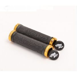 Грипсы велосипедные VENZO VZ-E05-001, комплект, 22,2 мм, с фиксатором, черный/желтый, RGRVNZTWSL06, изображение  - НаВелосипеде.рф