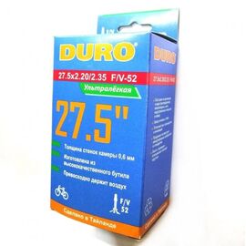 Камера велосипедная DURO, 27,5x2,20/2,35, (56/60-584), легкая, F/V 52мм, DHB01047, изображение  - НаВелосипеде.рф