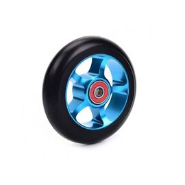 Колесо для трюкового самоката KMS, 110 мм, алюминий, с подшипниками, черный/синий, FWD110AL-BLUE, изображение  - НаВелосипеде.рф