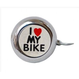 Звонок велосипедный NUVO I Love My Bike, алюминий, D55 мм, серебристый, D-4544, изображение  - НаВелосипеде.рф