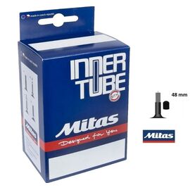 Камера велосипедная Mitas A03, 700x25/35C, бутил, Schrader (AV), ниппель 48 мм, черный, 510302054111, изображение  - НаВелосипеде.рф