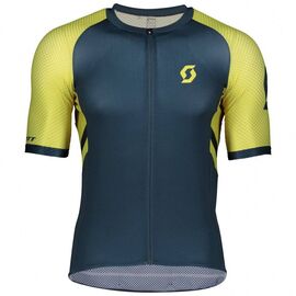 Велофутболка SCOTT RC Premium Climber nightfall blue/lemongrass yellow 2020, 270443-6438, Вариант УТ-00200321: Размер: L, изображение  - НаВелосипеде.рф