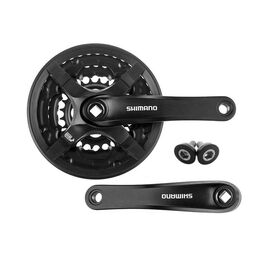 Система велосипедная SHIMANO FC-M501, C защитой, SQR, 170 мм, 42х34х24T, черный, AFCM501C244CSX, изображение  - НаВелосипеде.рф