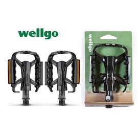 Педали велосипедные Wellgo M-224, MTB, 9/16", 103x66x25 мм, алюминий, черный, WLGM224, изображение  - НаВелосипеде.рф
