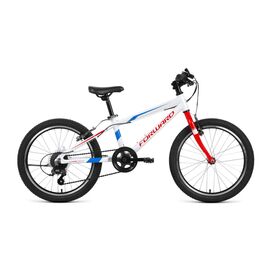 Детский велосипед FORWARD RISE 20 2.0 20" 2018-2019, Вариант УТ-00209301: Рама: 10,5" (Рост: 115-135см), Цвет: белый/красный, изображение  - НаВелосипеде.рф