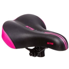 Седло велосипедное STG AZ-5588-02, женское подростковое, 26x19x10, черный с розовым, Х89950, изображение  - НаВелосипеде.рф