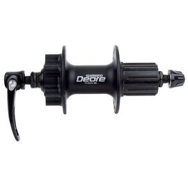 Втулка велосипедная SHIMANO DEORE, задняя, под кассету,  алюминий, 32 отверстия, 8/9 скоростей, QR, черный, EFHM525ABZLS, изображение  - НаВелосипеде.рф