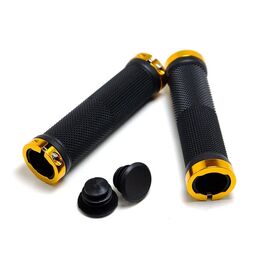 Грипсы велосипедные TRIX 130мм, TwoSideLock, индивидуальная упаковка, черный/матовый золотистый, HL-G201-G, изображение  - НаВелосипеде.рф