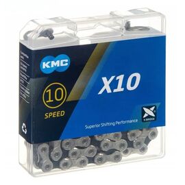 Цепь велосипедная KMC X-10, 10 скоростей, 116 звеньев, 5,85-6,20 мм, с замком, индивидуальная упаковка, KMC-X10, изображение  - НаВелосипеде.рф