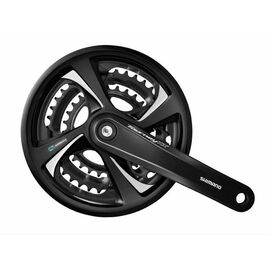 Система велосипедная SHIMANO FC-TX801, с защитой, SQR, 175 мм, 42х32х22T, черный/черный, AFCTX801E222CL, изображение  - НаВелосипеде.рф