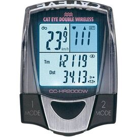 Велокомпьютер Cat eye CC-HR200DW, беспроводной, 13 функций, черный-серый, CE1601400, изображение  - НаВелосипеде.рф