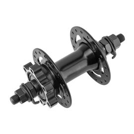 Втулка велосипедная MY-314FD, передняя, 32H, под диск 6 болтов, гайки, сталь/алюминий, чёрный, 130302, изображение  - НаВелосипеде.рф