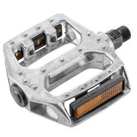 Педали велосипедные STELS JD-281, ось 9/16", со светоотражателями, алюминий, серебристые, 360120, изображение  - НаВелосипеде.рф