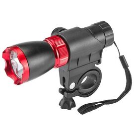 Фонарь велосипедный JING YI JY-850-3W, передний, на руль, 1 светодиод 3W, под батарейки АААх3, черно-красный, 560132, изображение  - НаВелосипеде.рф