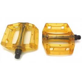Педали KAMIGAWA  Z-0911,DH/BMX, полимерные, ось CrMo, 9/16", 100х110х28мм, прозрачные жёлтые, Z-0911, изображение  - НаВелосипеде.рф