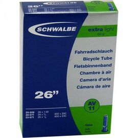 Велокамера Schwalbe AV11, 26"х3/4-1.00, 20/25-559/571, Schraeder, ExtraLight, 10422310, изображение  - НаВелосипеде.рф