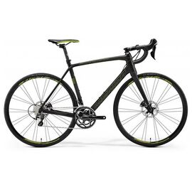Шоссейный велосипед Merida Scultura Disc 5000 2017 черный\зеленый, Вариант УТ-00037576: Рама: L 56 (Рост: 175 - 180 cm), Цвет: матовый черно-белый , изображение  - НаВелосипеде.рф
