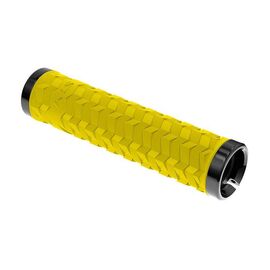 Грипсы велосипедные KELLYS KLS POISON, 135 мм, 2 грипстопа, пластиковые заглушки, желтый, изображение  - НаВелосипеде.рф