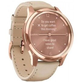 Смарт-часы Garmin vivomove Luxe, S/E EU, Rose Gold, Light Sand, Leather, 010-02241-21, изображение  - НаВелосипеде.рф