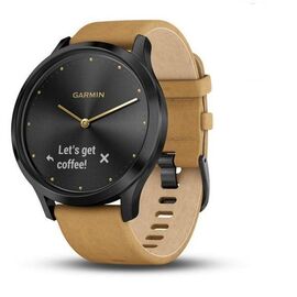 Смарт-часы Garmin vivomove HR, Premium, 127-204 mm, Onyx Black with Tan Suede, 010-01850-00, изображение  - НаВелосипеде.рф