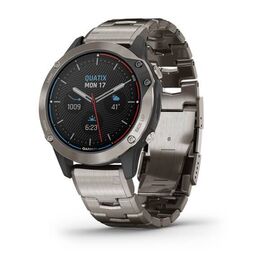 Смарт-часы Garmin Quatix 6, titanium band, silicone ban, cirrus blue, 010-02158-95, изображение  - НаВелосипеде.рф