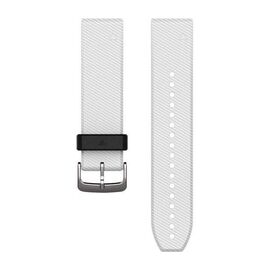 Ремешок сменный для спортивных часов Garmin QuickFit 22mm, силикон, серебристая застёжка, White (Белый), 010-12500-01, изображение  - НаВелосипеде.рф
