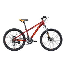 Велосипед подростковый Welt Peak 24" 1.0 HD 2020 , Вариант УТ-00192045: Возраст ребенка: 8-13 лет (рост 135-150 см), Цвет: матовый черно-красный , изображение  - НаВелосипеде.рф