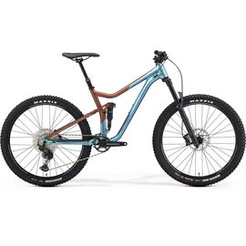 Двухподвесный велосипед Merida One-Forty 600 27.5" 2021, Вариант УТ-00226208: Рама: M(17") (Рост: 170-176см), Цвет: SilkBronze/Blue, изображение  - НаВелосипеде.рф