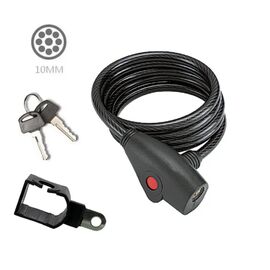 Велозамок Golden KEY GK102.106, противоугонный, 10 х 1200 мм, трос, 2 ключа, с креплением на раму, черный, NN002716, изображение  - НаВелосипеде.рф