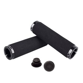 Грипсы велосипедные Green Cycle GGR-422, 130mm, вспененная резина, с двумя черными замками, черные, GRI-02-28, изображение  - НаВелосипеде.рф