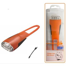 Фара передняя GUEE TADPOLE, аккумулятор, USB, 3,7V/260mAh, 4 Super LED Light, блистер, оранжевый/черный, GU-SLA1-FA1-OG, изображение  - НаВелосипеде.рф