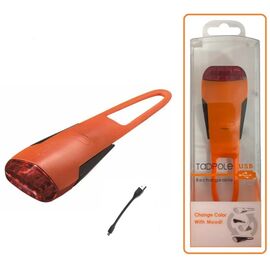 Велофонарь задний GUEE TADPOLE, аккумулятор 3,7V/260mAh, USB, 4 Super LED, блистер оранжевый/черный, GU-SLA1-RA1-OG, изображение  - НаВелосипеде.рф