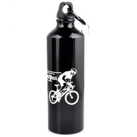 Фляга велосипедная DEMEN, алюминий, 750 мл, с карабином, черный, RWBDM34D0001, изображение  - НаВелосипеде.рф