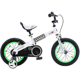 Детский велосипед Royal Baby Buttons Steel 14", Вариант УТ-00231748: Возраст: 3-5лет (Рост: 105-130см), Цвет: белый/зелёный, изображение  - НаВелосипеде.рф