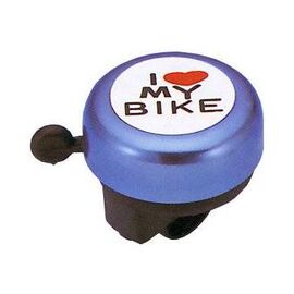 Звонок велосипедный TBS, диаметр 55мм, алюминий/пластик, "I love my bike", голубой,  JH-800AL-B, изображение  - НаВелосипеде.рф