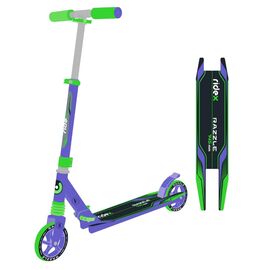 Самокат RIDEX Razzle, детский, складной, двухколесный, 145 мм, фиолетовый/зеленый, изображение  - НаВелосипеде.рф