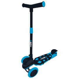 Самокат RIDEX Robin, детский, складной, трехколесный, 120/80 мм, неоновый голубой, изображение  - НаВелосипеде.рф