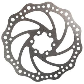 Диск тормозной (ротор) M-WAVE, для дискового тормоза, 160мм+6болтов, нержавеющая сталь, серебристый,, изображение  - НаВелосипеде.рф