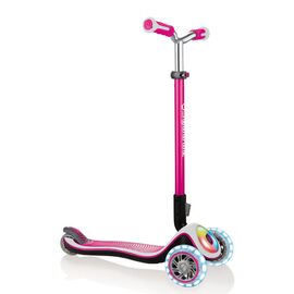 Самокат Globber ELITE PRIME, детский, трехколесный, складной, светящиеся колеса, розовый, 444-810, изображение  - НаВелосипеде.рф