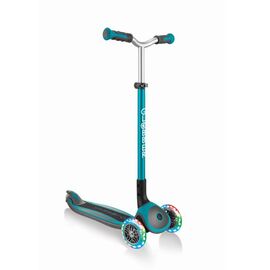 Самокат Globber MASTER LIGHTS, детский, трехколесный, складной, светящиеся колеса, бирюзовый, 662-105, изображение  - НаВелосипеде.рф