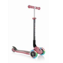 Самокат Globber PRIMO FOLDABLE LIGHTS, детский, трехколесный, складной, светящиеся колеса, пастельно-розовый, 432-210-2, изображение  - НаВелосипеде.рф