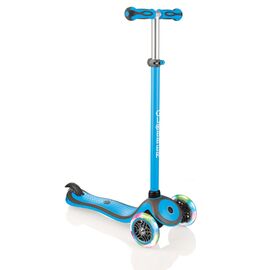 Самокат Globber PRIMO PLUS LIGHTS COLOR, детский, трехколесный, светящиеся колеса, голубой, 442-101-3, изображение  - НаВелосипеде.рф